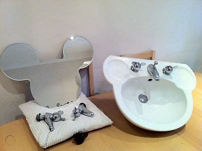 RARE - WALT DISNEY MICKEY MOUSE BATHROOM SET - Sink, Taps, Toilet Push ...