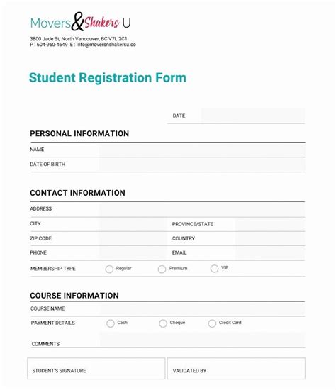 Pdf Registration Form Template