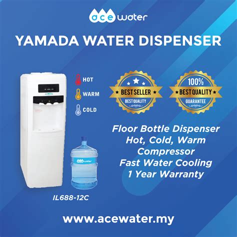 Yamada IL688-12C Hot, Cold And Ambient Floor Standing Water Dispenser - Ace Water