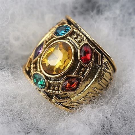 Avengers:Infinity War Thanos Stones Ring Power Mind Soul Reality Space Time Letter Ring for Men ...