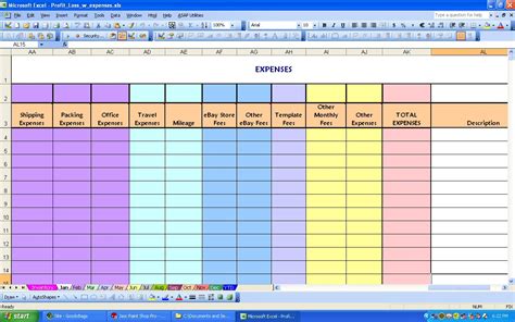 Monthly Cost Spreadsheet intended for Ebay Profit Loss With Monthly Expense Spreadsheet — db ...