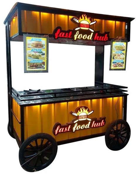 Yellow And Black Mild Steel 4 Wheel Fast Food Stall at Rs 60000 in New Delhi