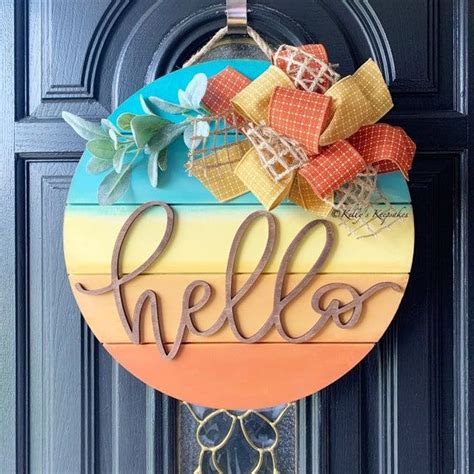 Door Hangers Diy, Diy Door, Door Wreath Hanger, Bright Door Hangers ...