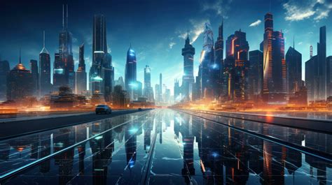 Futuristic cityscape with glowing high-tech architecture 29735786 Stock ...