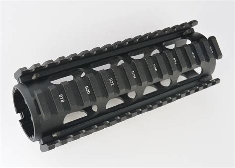 Carbine Length 2 Piece Drop in Quad Rail Handguard Forend -Oval - Rousch Sports