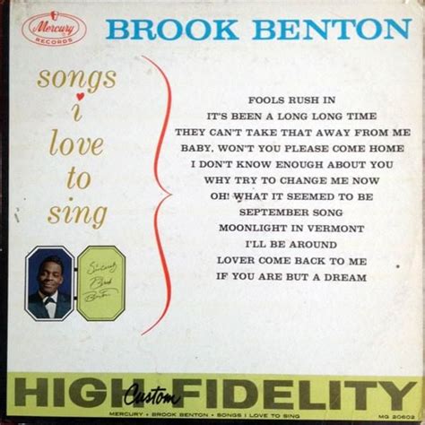 Brook Benton - Songs I Love to Sing Lyrics and Tracklist | Genius