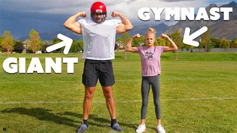 Gymnast Vs Giant Football Player!