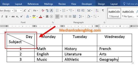 4 ways to insert diagonal line in Word table - Mechanicaleng blog