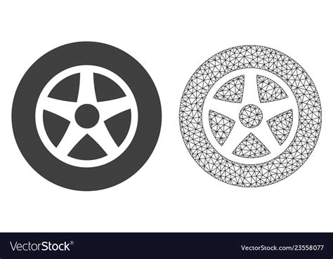 2d mesh car wheel and flat icon Royalty Free Vector Image