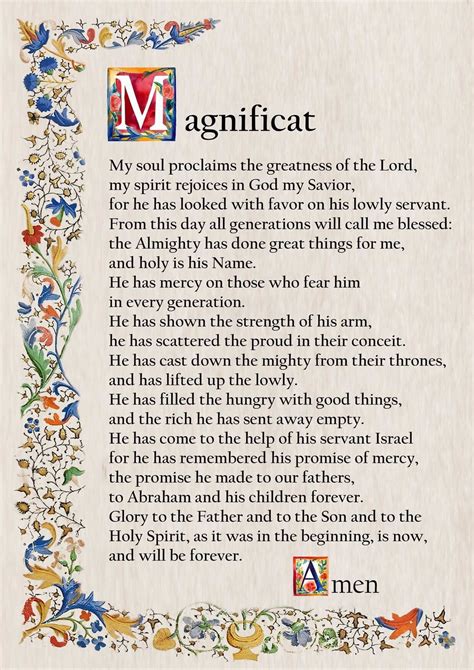 The Magnificat Prayer, Catholic Prayer Card, Printable A4, Wall Art ...