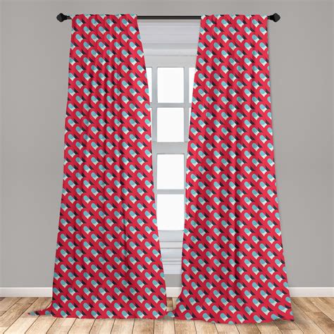 Abstract Curtains 2 Panels Set, Pattern in Retro Style with Simple ...