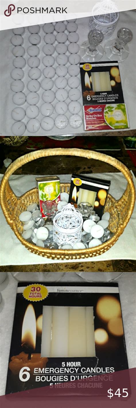 Emergency Power Outage Candle Basket with 56 candles, holders, and huge ...