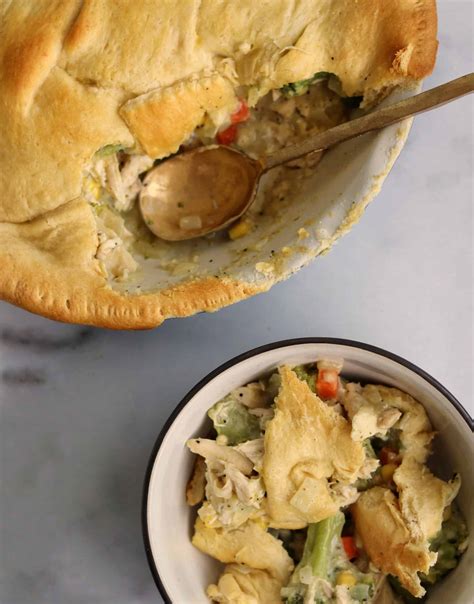 Simple Crescent Roll Chicken Pot Pie with Rotisserie Chicken