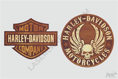 Harley Davidson Logo Layered Design for cutting - LaserCraftum