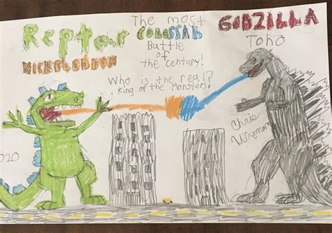 This is a drawing of Godzilla vs Reptar (Rugrats) by me : r/GODZILLA