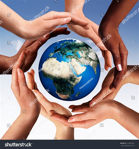 Conceptual Peace And Cultural Diversity Symbol Of Multiracial Hands Making A Circle Together ...