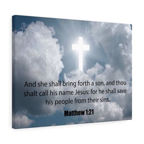 Scripture Walls Jesus Saves Matthew 1:21 Bible Verse Canvas Christian Wall Art Ready to Hang ...