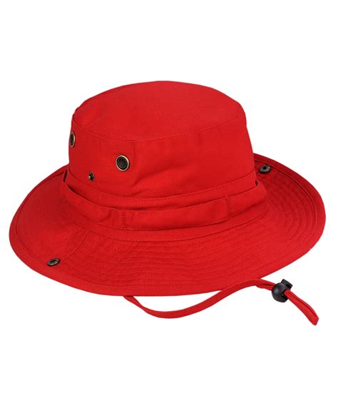 NYFASHION101 Men's Crushable Snap Brim Cotton Outdoor Bucket Sun Hat, Red - Walmart.com