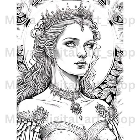 The Best Coloring Pages Queens of Different Styles Black and Withe Grayscale Coloring Pages US ...