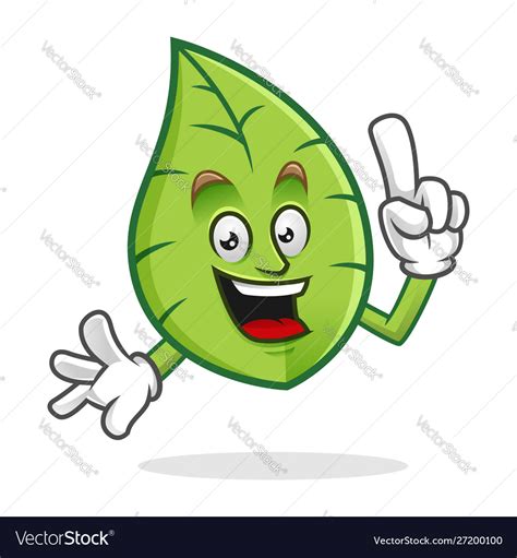 Smart leaf mascot leaves character leaf cartoon Vector Image