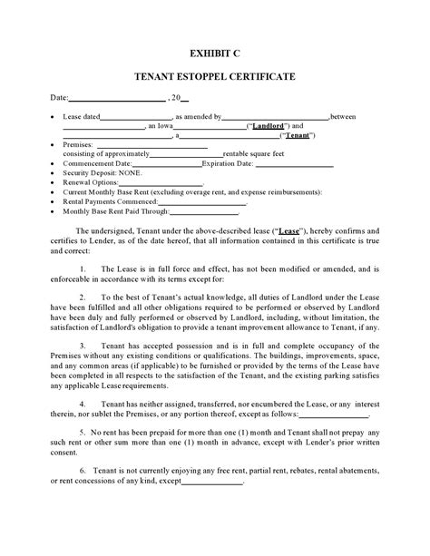 17+ Tenant Estoppel Letter - ElohoEkanshi