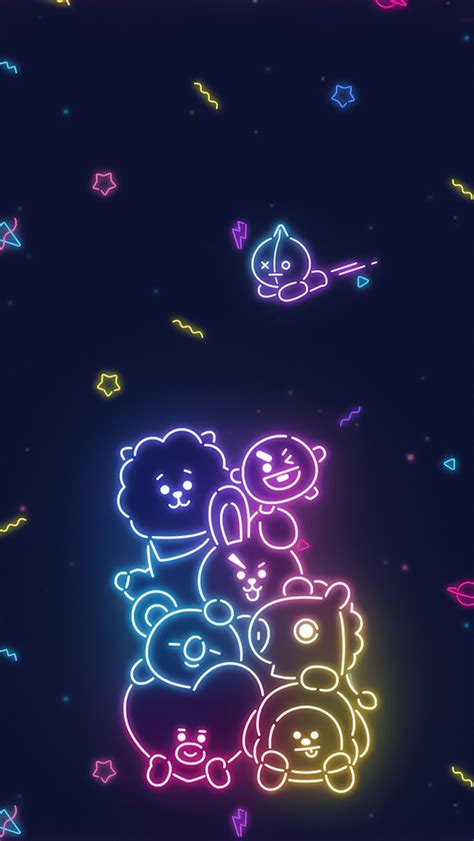 Pin by APOAME on BT21 ☆ BG | Neon wallpaper, Bts drawings, Bts wallpaper