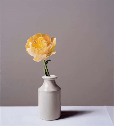 Jo Barrett - Still Life with Yellow Tulip and Stoneware Bottle - From ...