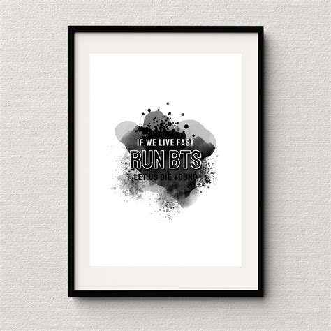 RUN BTS Lyric Print Bts Print Bts Wall Art Bts Poster Bts Merch Subtle ...