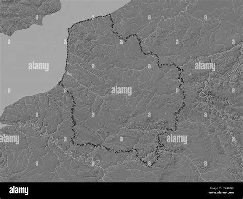 Hauts-de-France, region of France. Bilevel elevation map with lakes and rivers Stock Photo - Alamy