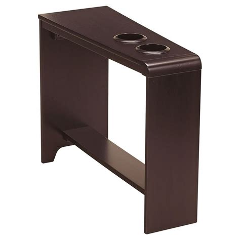 Chair Side End Table with 2 Cup Holders and 2 USB ports, Dark Brown ...