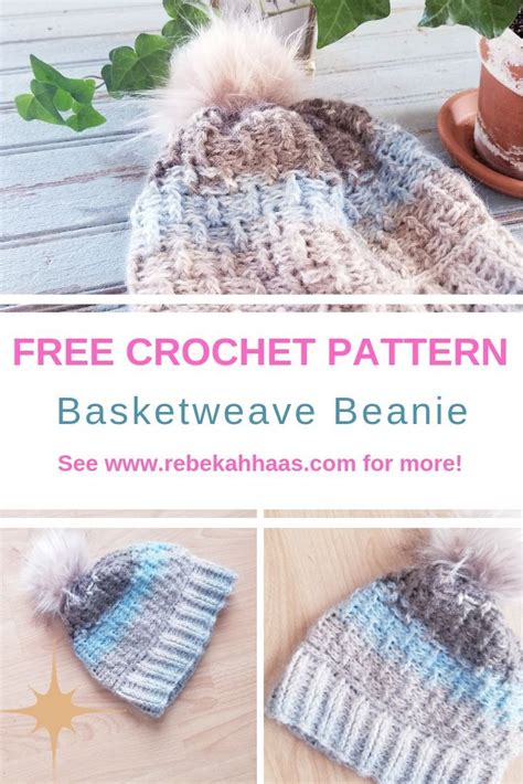 Basket Weave Stitch Hat Free Crochet Pattern — Rebekah Haas Crochet | Crochet hats, Basket weave ...