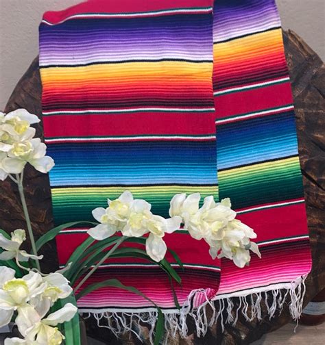 Blanket Red Multicolored Traditional Mexican Serape Striped - Etsy