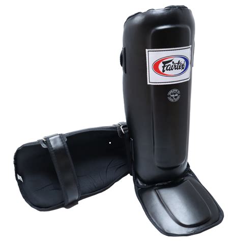 Fairtex Shin Guards Black Double Padded for a slimline fit - Enso Martial Arts Shop Bristol