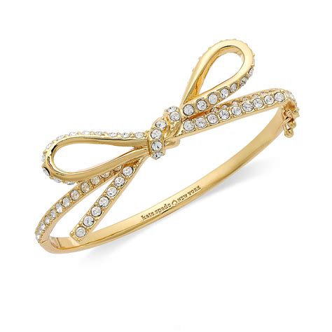 Kate Spade New York Bracelet Goldtone Pave Skinny Mini Bow Bangle ...