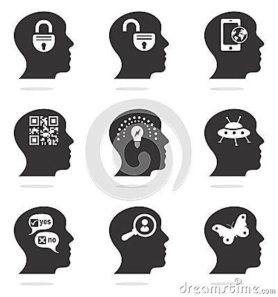 Thinking Head Silhouette Icons Stock Photography - Image: 31305282