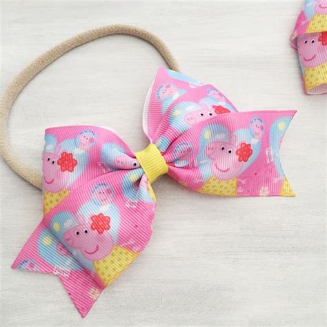 Peppa Pig Hair Bow Peppa Pig Barrettes Peppa Pig Headband 4 | Etsy