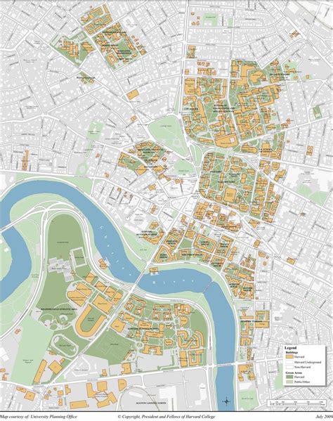 Harvard campus map - Harvard university campus map (United States of ...