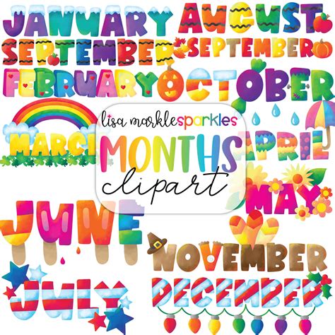 Watercolor Months of the Year Words Clipart Birthday Planner - Etsy