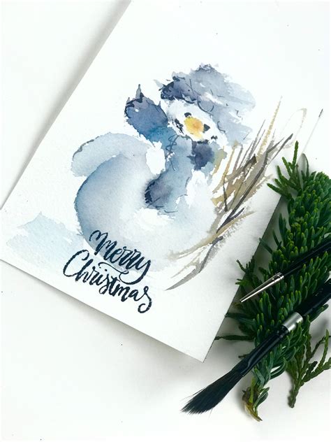 Snowman Watercolor Christmas Card | Watercolor christmas cards, Painted christmas cards ...