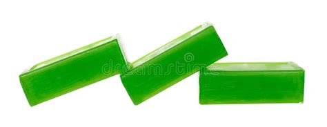 Handmade Green Soap Bar, Isolated on White Background Stock Image ...