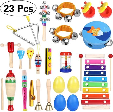 ToyX Kids Musical Instruments 23Pcs 16Types Wooden Percussion ...