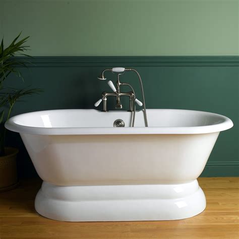 Sunrise 66 in. Classic Pedestal Cast Iron Freestanding Tub at Hayneedle