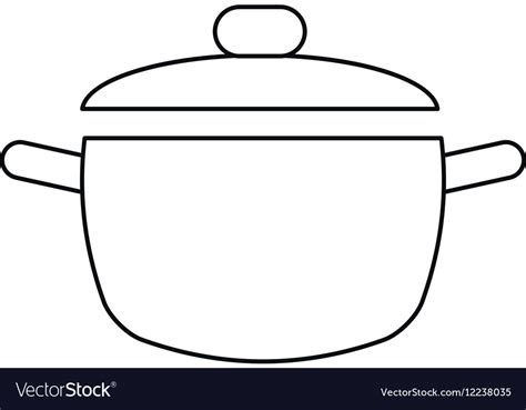 Cooking pot kitchen food outline Royalty Free Vector Image