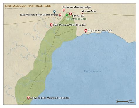 Lake Manyara NP Map – Detailed map of Lake Manyara National Park