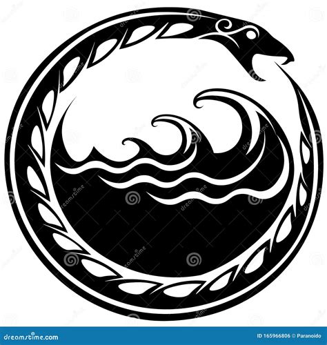 Ouroboros Serpent Curled Up Around Yggdrasil, Viking Tree Of Life Cartoon Vector | CartoonDealer ...