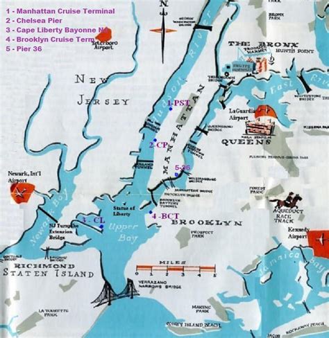 Cruise Terminal Map For the Port of New York and New Jersey