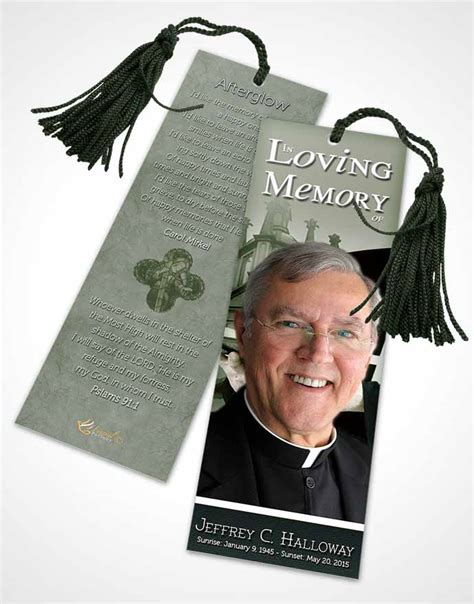 Obituary Template Trifold Brochure Emerald Heavenly Priest - FuneralParlour