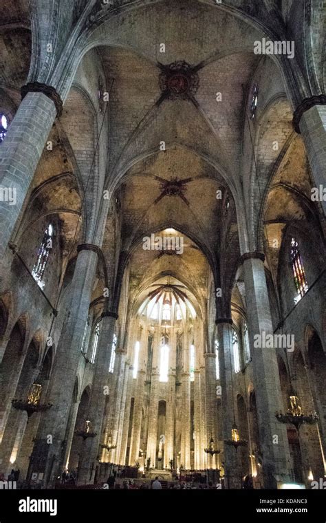 Stock Photo - Basilica of Santa Maria del Mar. 14th-century, Gothic-style church with soaring ...