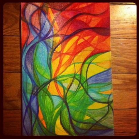 Colored pencil drawing, abstract art, colorful, flowing. | Abstract art lesson, Abstract ...