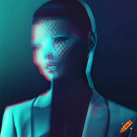 Glitch hologram portrait of a stylish person on Craiyon